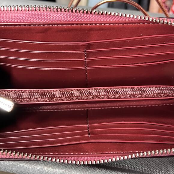 Coach Pink Accordion Zip Wallet In Signature Leather - Picture 9 of 12